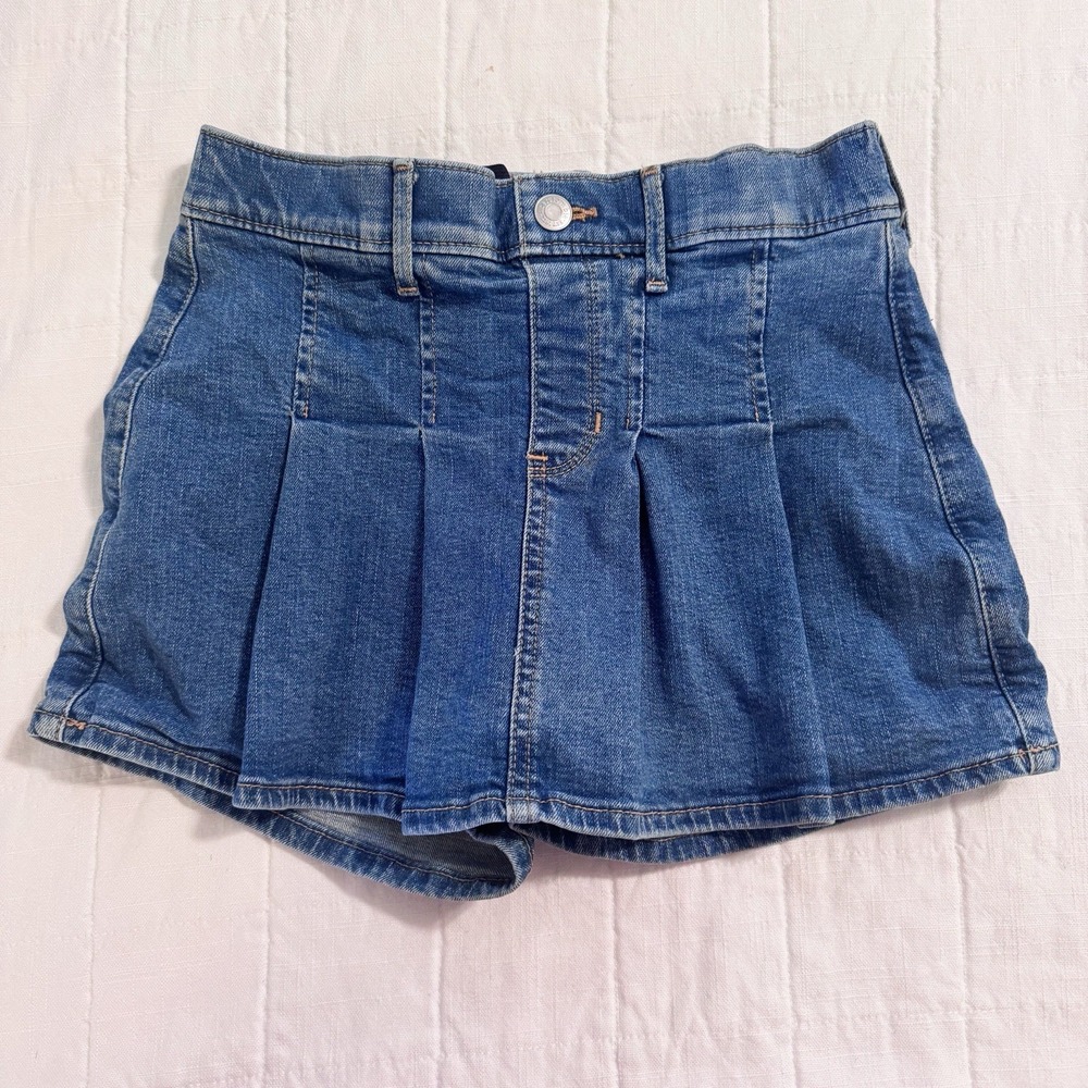 Abercrombie Kid Denim Skort Girls Size 11-12 Pleated Shorts Skirt